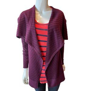 Tahari Womens Vintage 1980s Waterfall Cardigan Sweater 100%Merino Wool Purple XS
